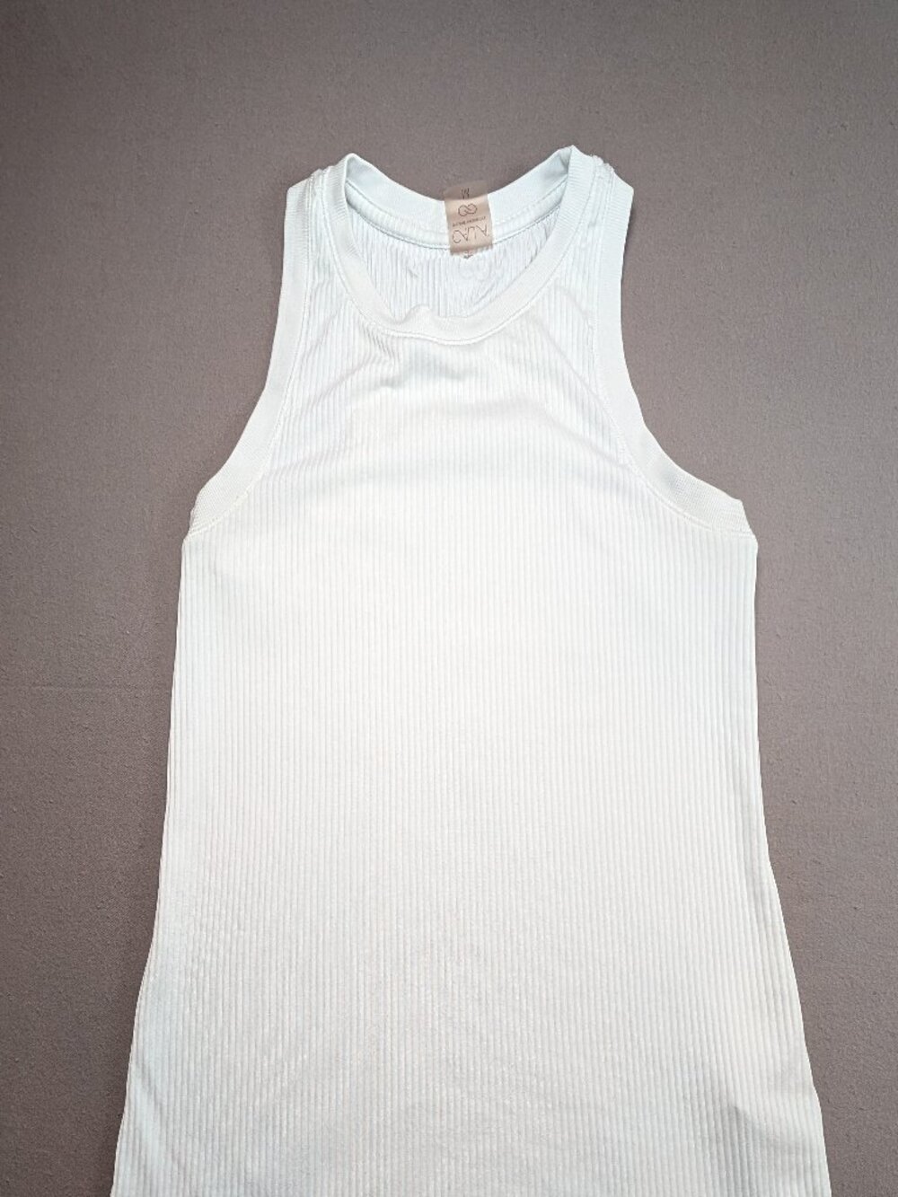 Calia Women's White Ribbed Racerback Tank Medium